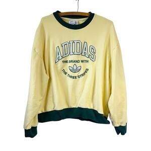 Adidas Women Medium VRCT GRAPHIC SWEATSHIRT Yellow Green